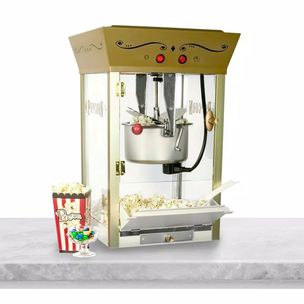Nostalgia 600 W 8 Oz. Ivory Popcorn Machine With Cart And Snack Dispenser - Image 5