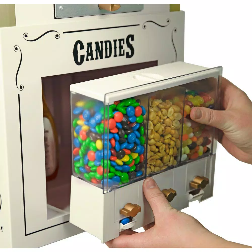 Nostalgia 600 W 8 Oz. Ivory Popcorn Machine With Cart And Snack Dispenser - Image 2