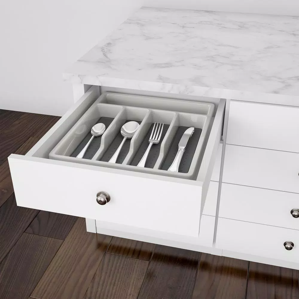 Lavish Home Silverware White 5-Compartment Drawer Organizer - Image 4