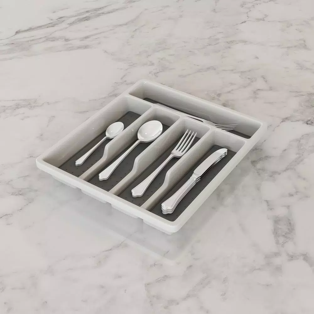 Lavish Home Silverware White 5-Compartment Drawer Organizer - Image 3