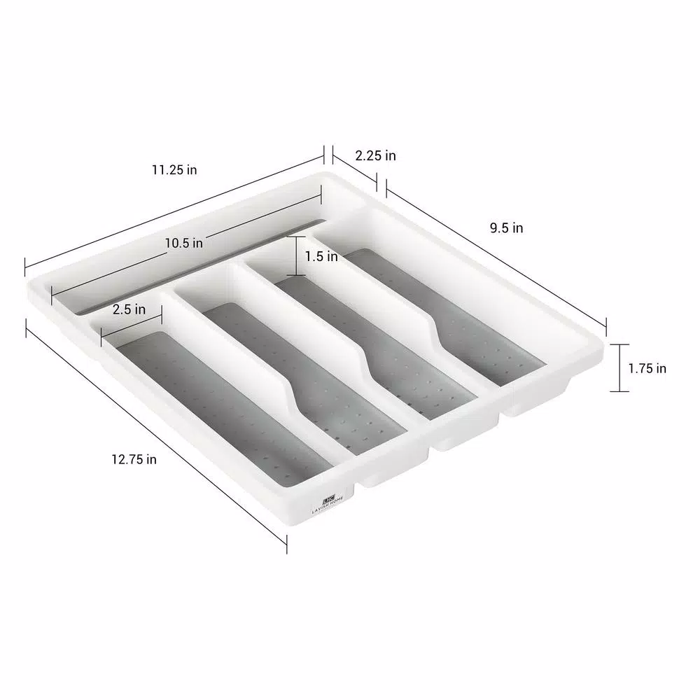 Lavish Home Silverware White 5-Compartment Drawer Organizer - Image 2