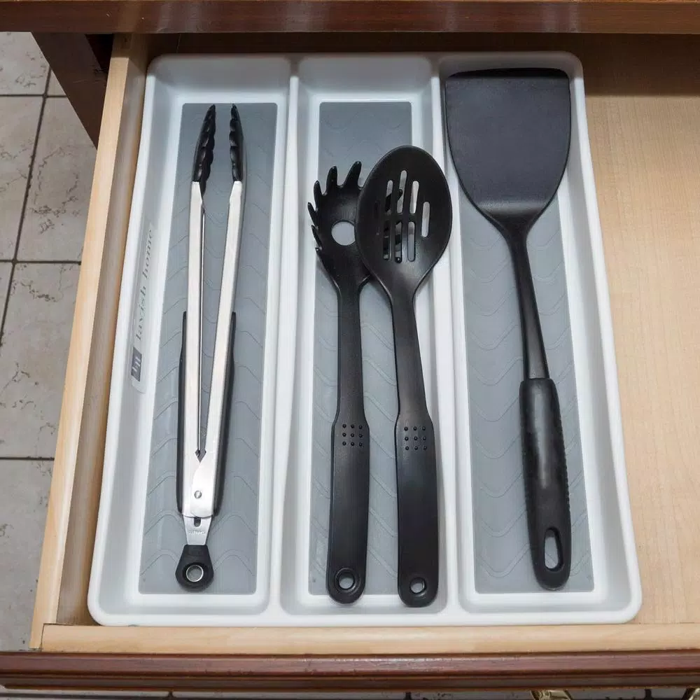 Lavish Home White Durable Plastic Drawer Organizer With 3-Sections - Image 4