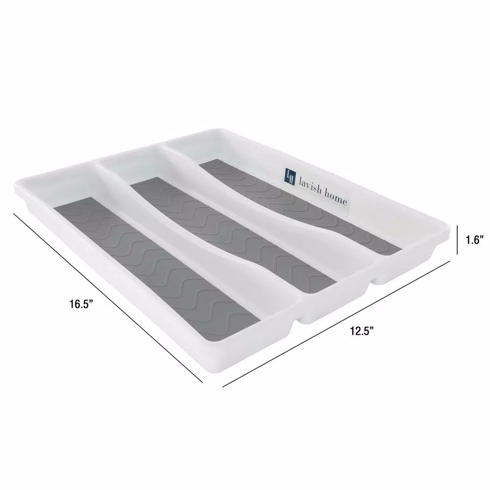 Lavish Home White Durable Plastic Drawer Organizer With 3-Sections - Image 3