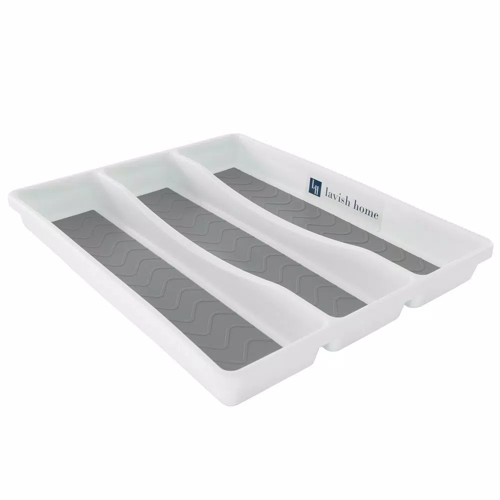 Lavish Home White Durable Plastic Drawer Organizer With 3-Sections
