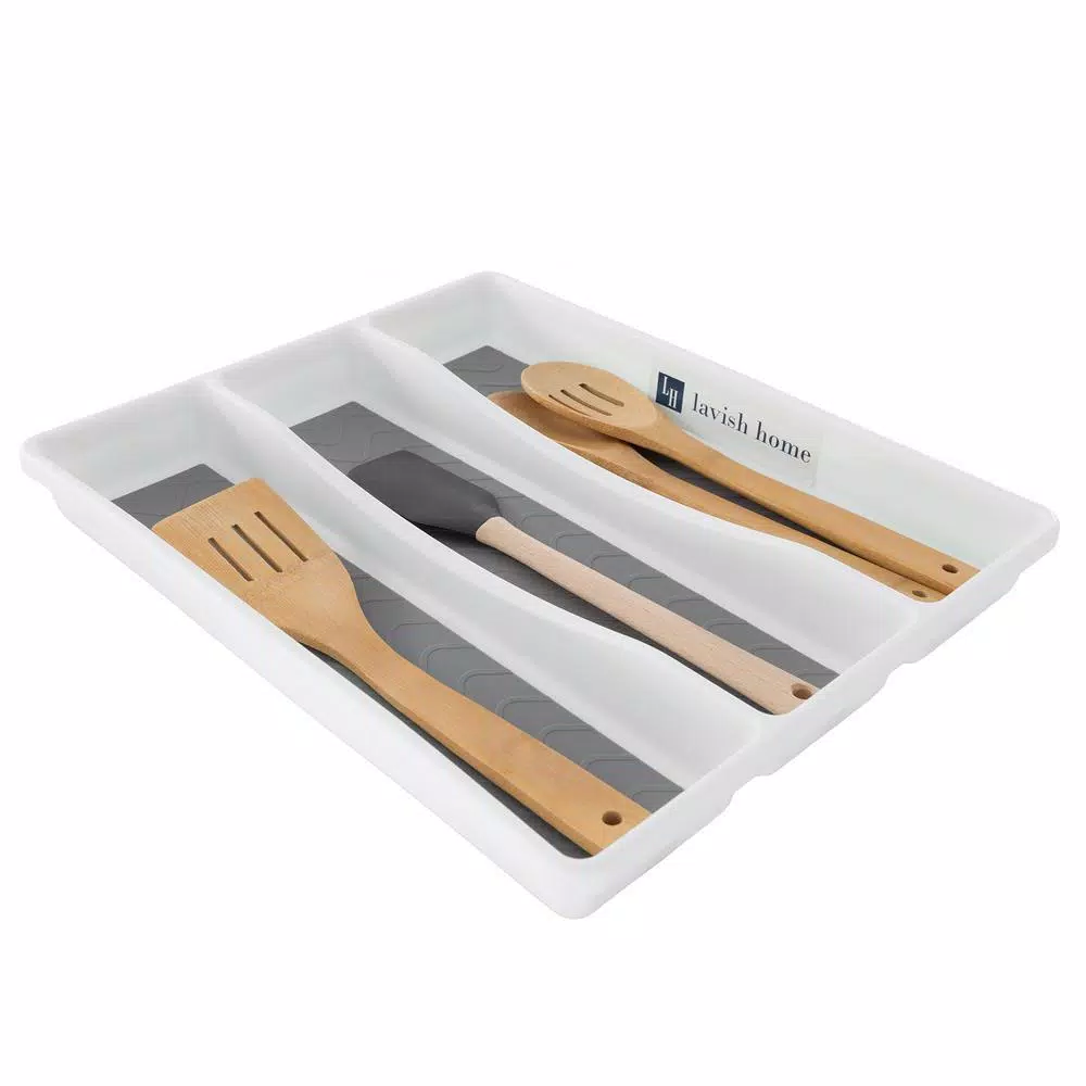 Lavish Home White Durable Plastic Drawer Organizer With 3-Sections - Image 2