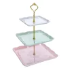MALACASA 3-Tiered Assorted Colors Cupcake Tower Stand Square Tiered Dessert Stand Serving Tray