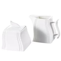 MALACASA 4.75-In White Porcelain Creamer Jug Sugar Jar (Set Of 2)