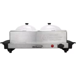 Brentwood 3 Qt. Metallic 2-Pan Buffet Server With Warming Tray