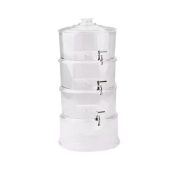 Mind Reader 3 Gal. Clear Plastic Beverage Dispenser With Ice Bottom, 3-Tier Stackable Drink Holder With Lids