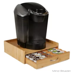 Mind Reader 32-Capacity Bamboo Brown K-Cup Storage Drawer With Lip Panel