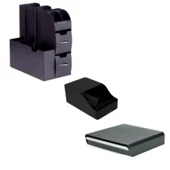 Mind Reader Coffee/Condiment Organizer With Drawer For 36 K-Cups & Sleeve Dispenser, Black