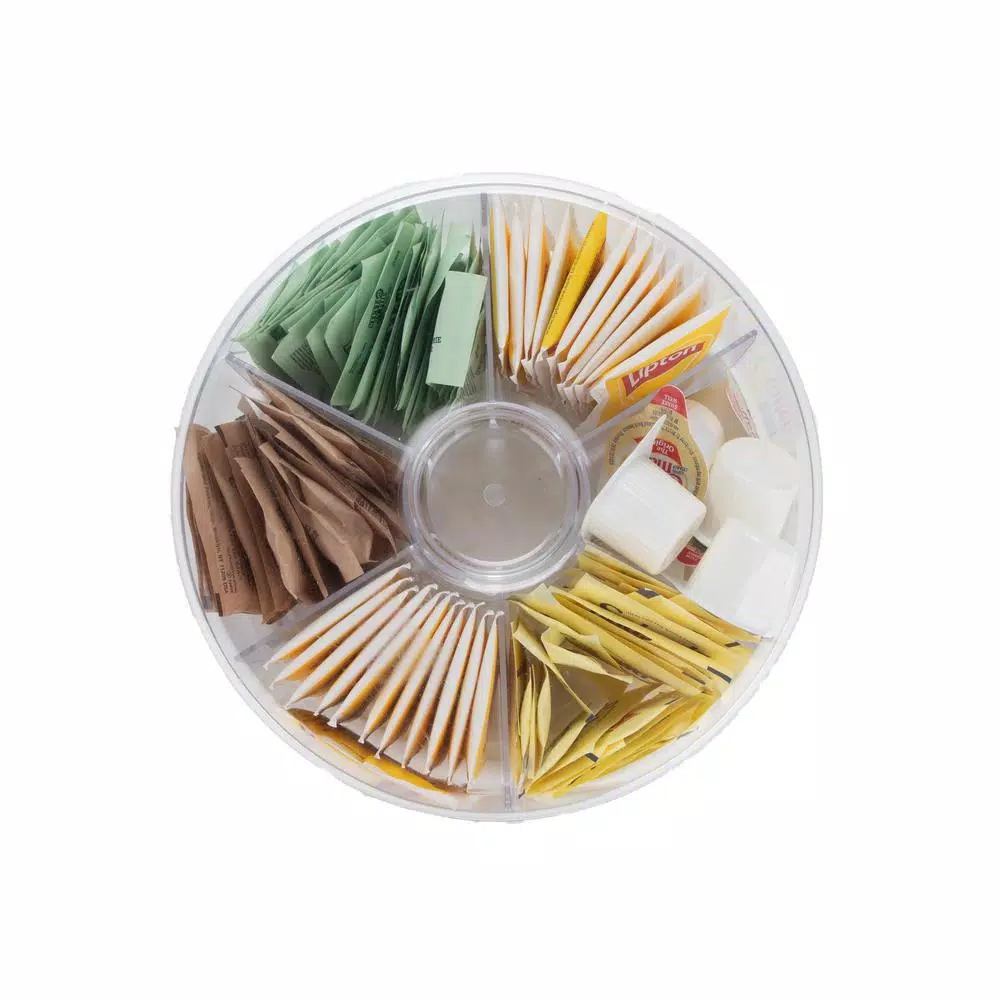 Mind Reader Clear Acrylic Tea Bag Storage And Organizer 6-Compartment Tea Bag Holder With Lid, Round Pantry Organizer For Kitchen - Image 5