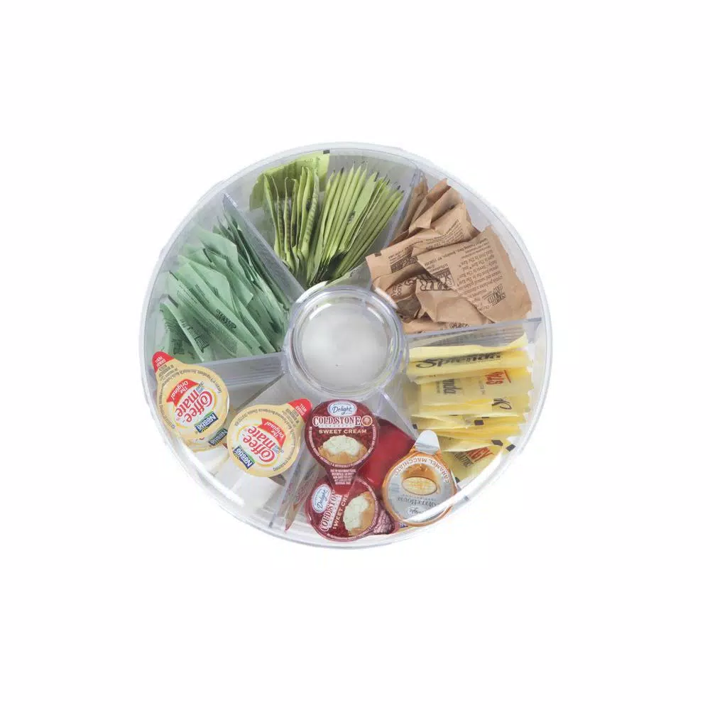 Mind Reader Clear Acrylic Tea Bag Storage And Organizer 6-Compartment Tea Bag Holder With Lid, Round Pantry Organizer For Kitchen - Image 3