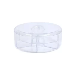 Mind Reader Clear Acrylic Tea Bag Storage And Organizer 6-Compartment Tea Bag Holder With Lid, Round Pantry Organizer For Kitchen