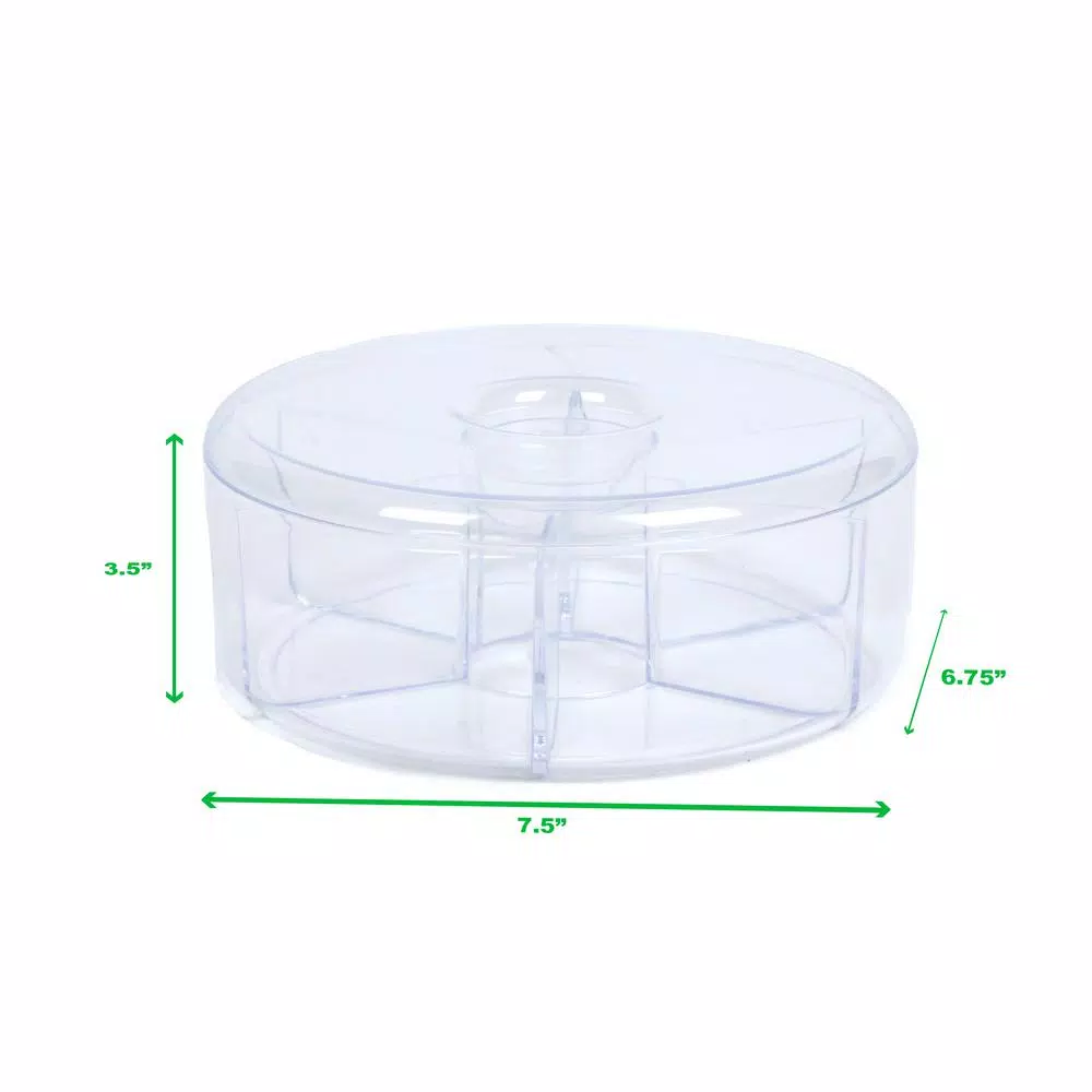 Mind Reader Clear Acrylic Tea Bag Storage And Organizer 6-Compartment Tea Bag Holder With Lid, Round Pantry Organizer For Kitchen - Image 6