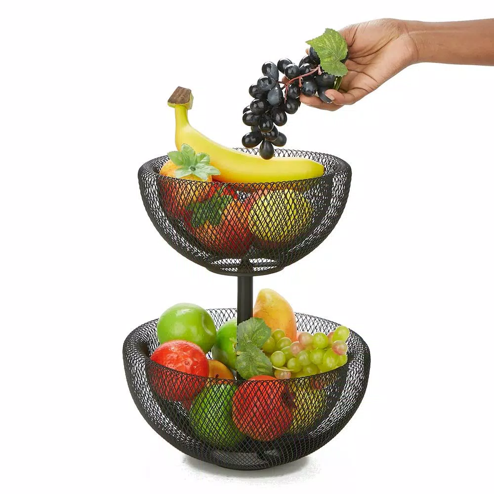 Mind Reader Black 2-Tier Mesh Decorative Fruit Bowl - Image 2