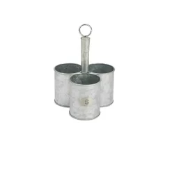 Mind Reader Silver Metal 3 Cup Utensils Caddy Cutlery Holder Flatware And Silverware Organizer