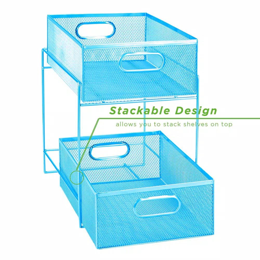 Mind Reader 12.25 In. H X 8.25 In. W X 12.38 In. L Modern Blue Metal Flatware Organizer, Utensil Caddy - Image 4