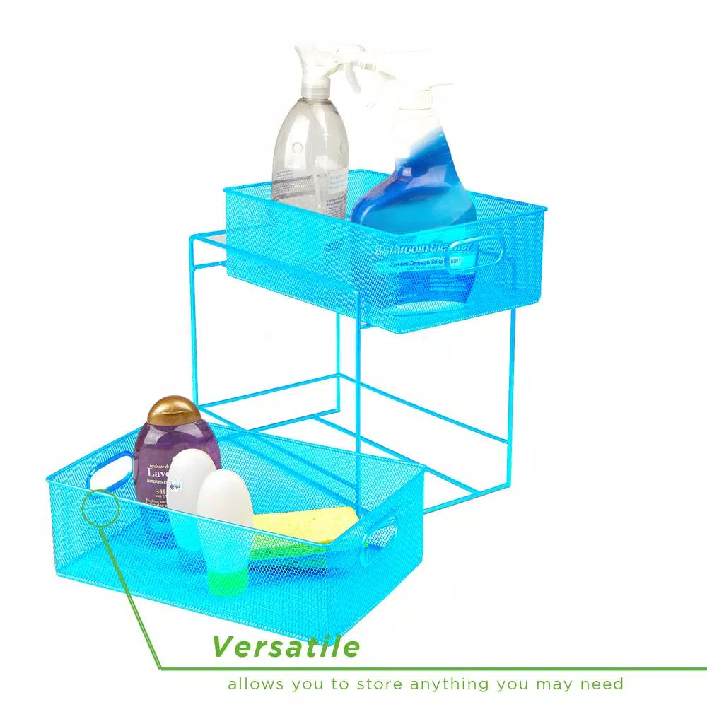 Mind Reader 12.25 In. H X 8.25 In. W X 12.38 In. L Modern Blue Metal Flatware Organizer, Utensil Caddy - Image 5