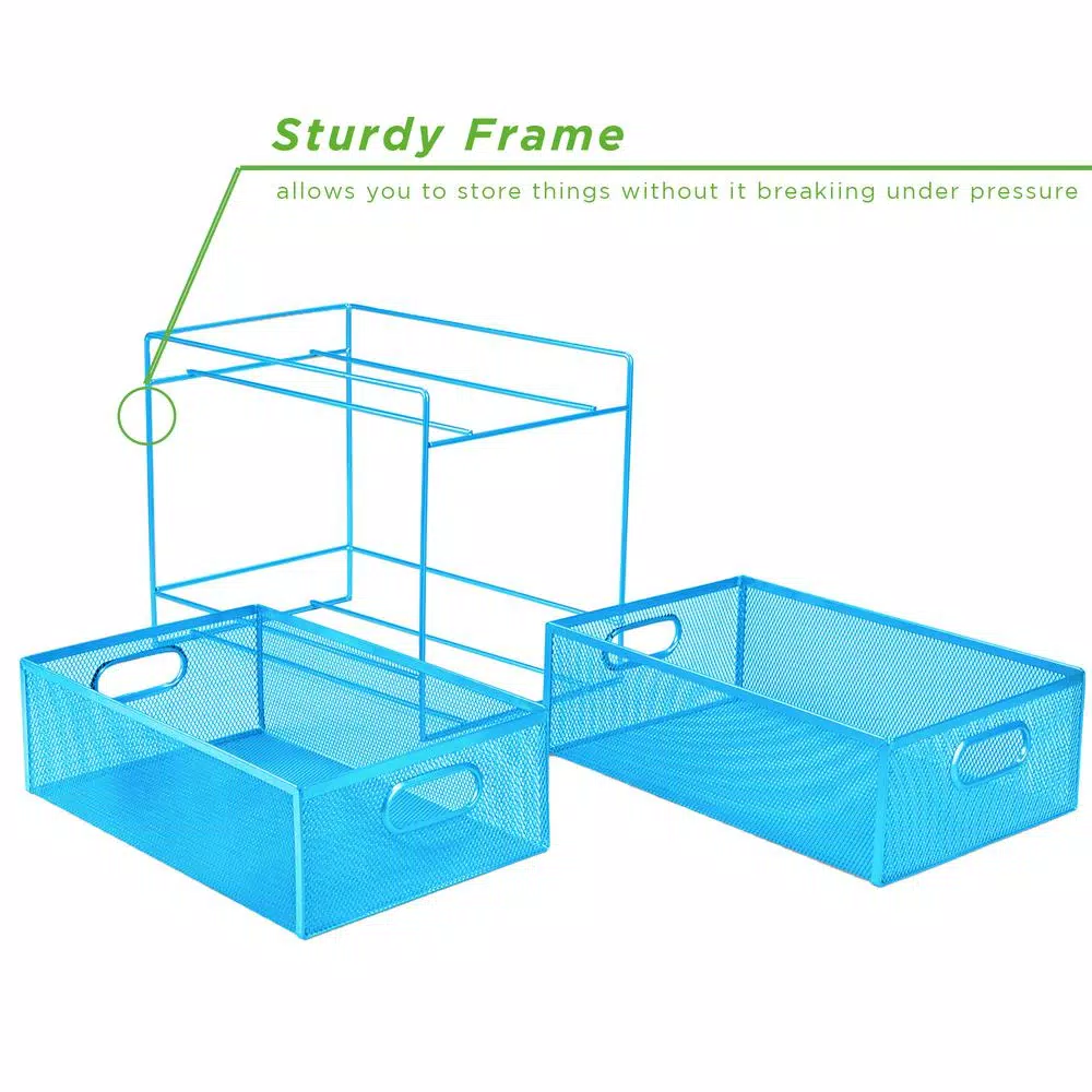 Mind Reader 12.25 In. H X 8.25 In. W X 12.38 In. L Modern Blue Metal Flatware Organizer, Utensil Caddy - Image 6