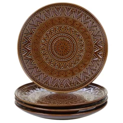 Certified International Aztec 4-Piece Patterned Multi-Colored Stoneware 9 In. Salad Plate Set (Service For 4)