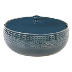 Certified International Multi-Colored 88 Oz. Aztec Teal Bean Pot