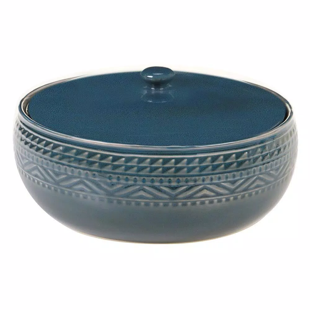 Certified International Multi-Colored 88 Oz. Aztec Teal Bean Pot