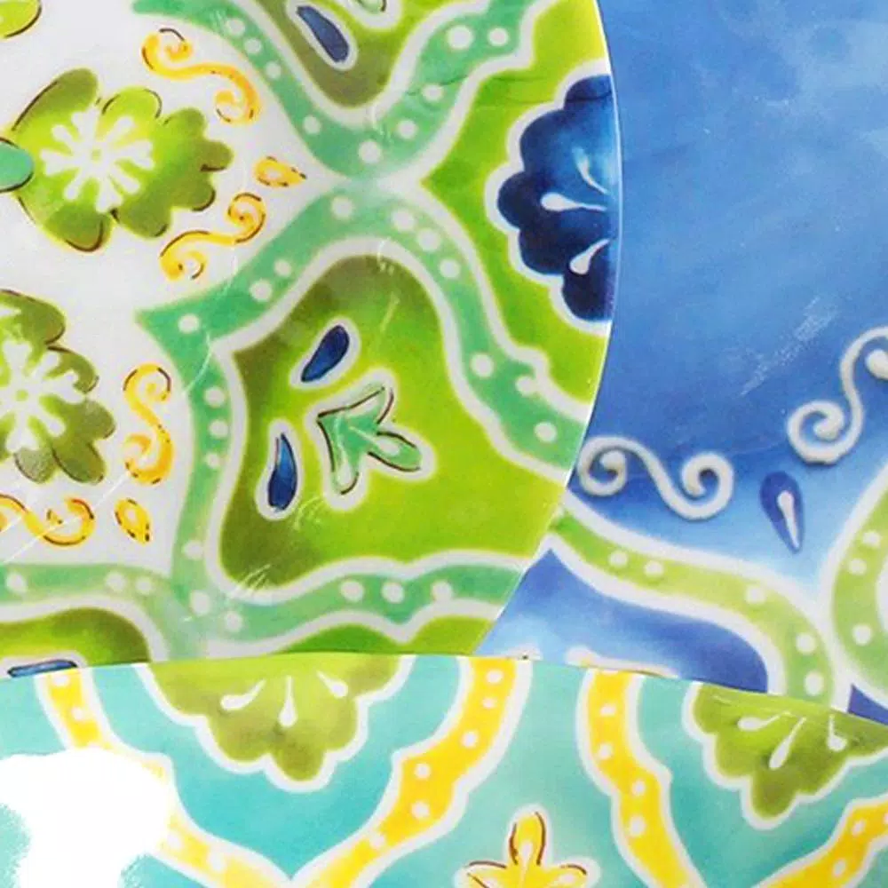 Gibson Home Seaberry 12-Piece Patterned Multi Melamine Outdoor Dinnerware Set (Service For 4) - Image 3