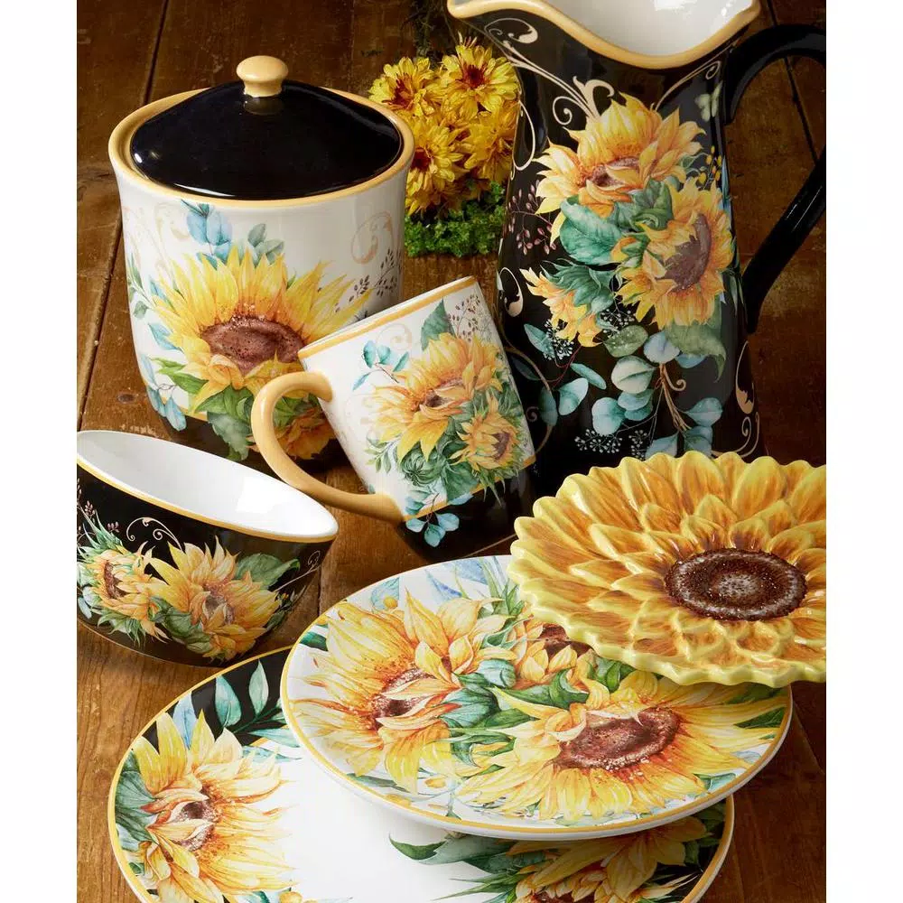 Certified International Sunflower Fields 16-Piece Seasonal Multicolored Earthenware Dinnerware Set (Service For 4) - Image 7
