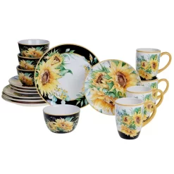 Certified International Sunflower Fields 16-Piece Seasonal Multicolored Earthenware Dinnerware Set (Service For 4)