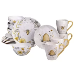 Certified International Bee Sweet 16-Piece Seasonal Multicolored Earthenware Dinnerware Set (Service For 4)