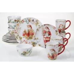 Certified International Christmas Story 16-Piece Multicolored Earthenware Dinnerware Set (Service For 4)