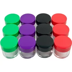 Stalwart 12-Piece 20 ML Clear Plastic Storage Jars With Colored Lids