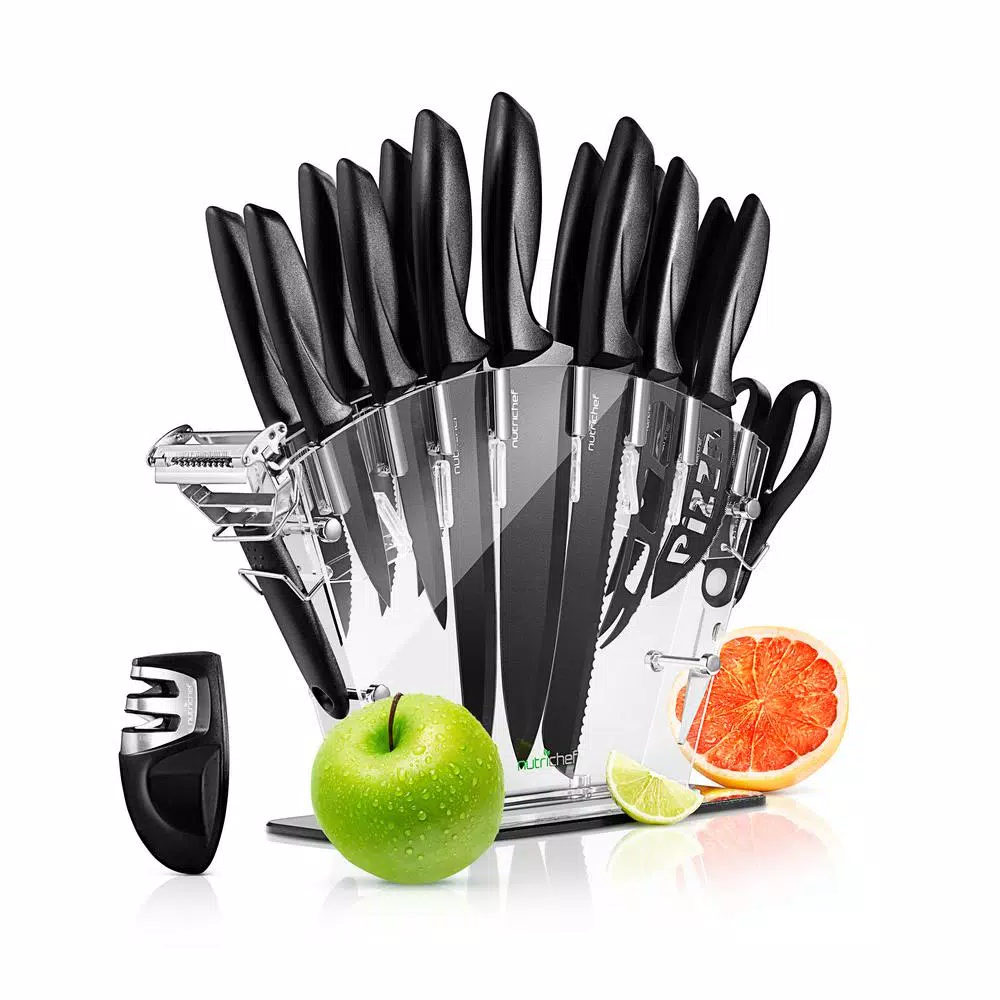 NutriChef 17-Piece Stainless Steel Precision Kitchen Knife Set With Block Stand - Image 3