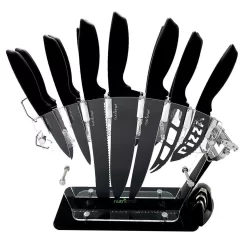 NutriChef 17-Piece Stainless Steel Precision Kitchen Knife Set With Block Stand