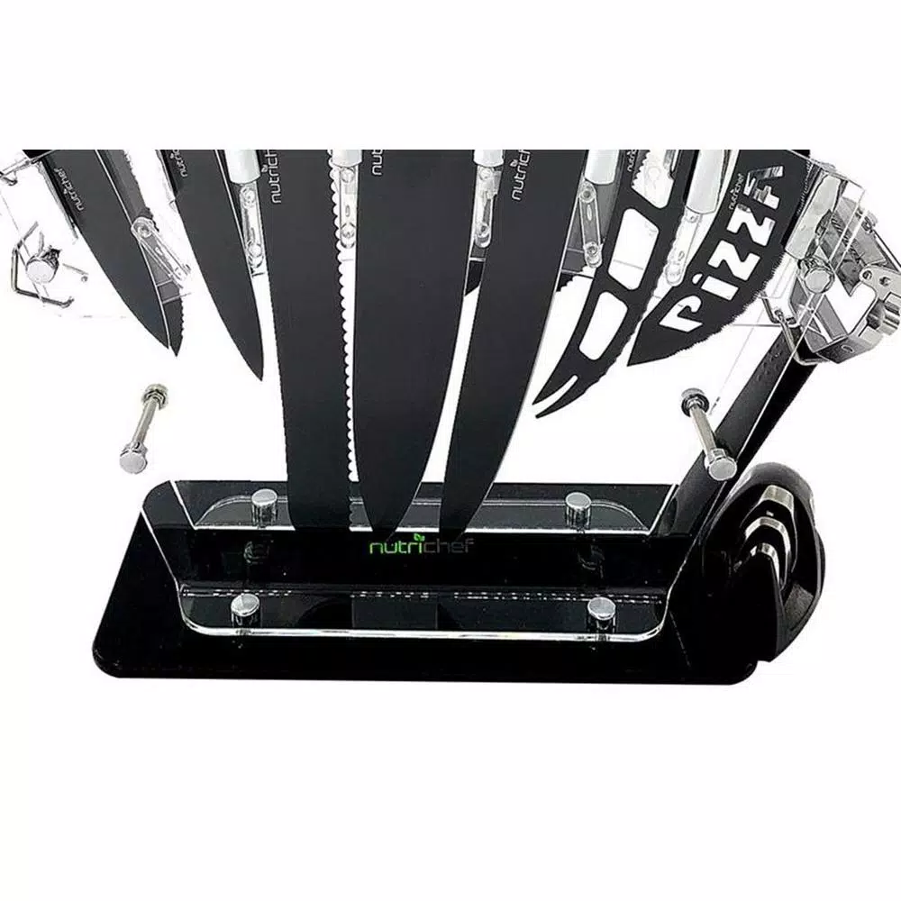 NutriChef 17-Piece Stainless Steel Precision Kitchen Knife Set With Block Stand - Image 2