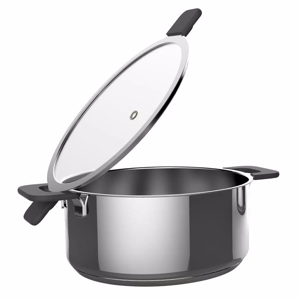 Ozeri 6-Piece Stainless Steel Inductive Pot Set With Straining And Hands-Free Glass Lids - Image 4