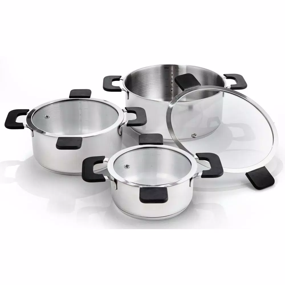 Ozeri 6-Piece Stainless Steel Inductive Pot Set With Straining And Hands-Free Glass Lids - Image 3