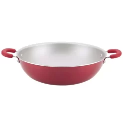 Rachael Ray Create Delicious Aluminum Nonstick Wok, 14.25-Inch, Red Shimmer
