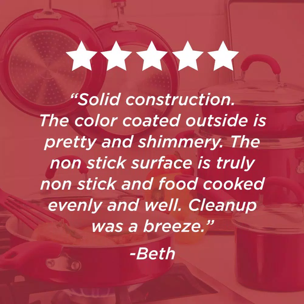 Rachael Ray Create Delicious Aluminum Nonstick Wok, 14.25-Inch, Red Shimmer - Image 6