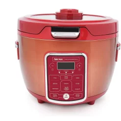 AROMA 20-Cup Red Rice Cooker With Glass Lid