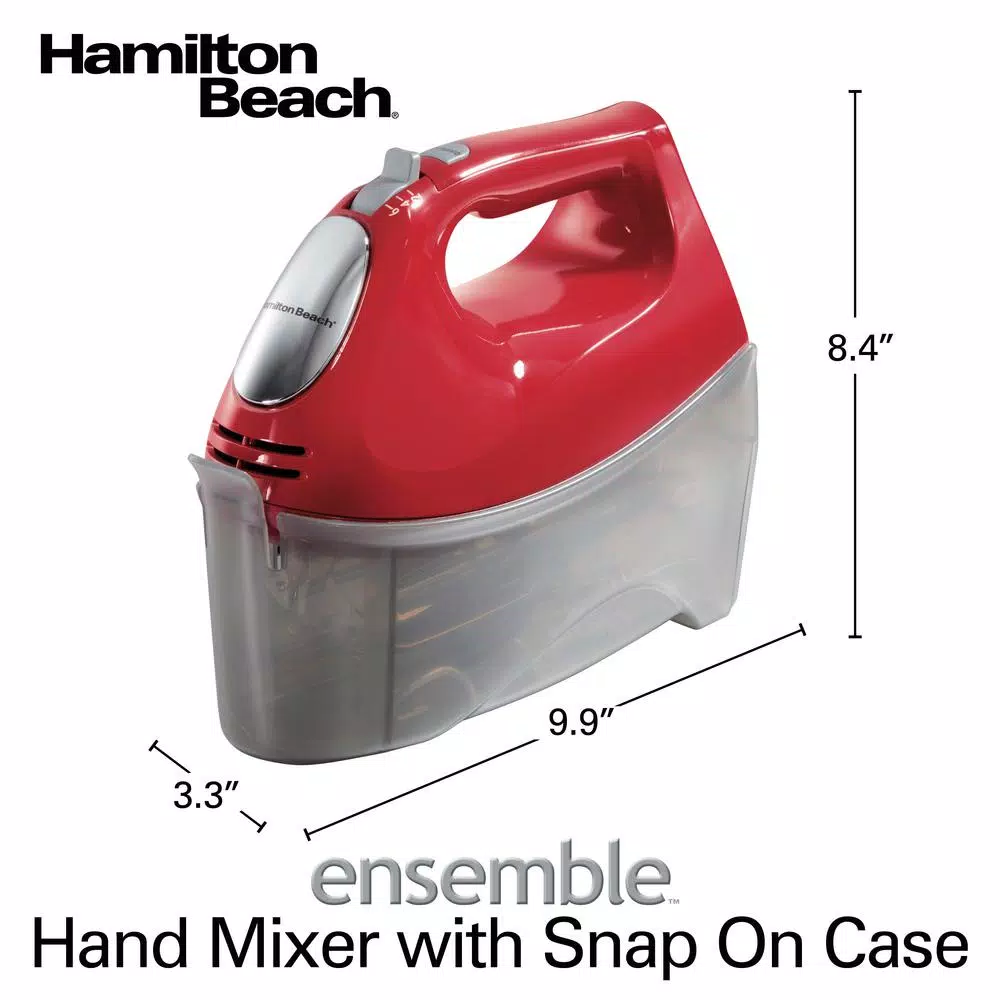 Hamilton Beach Ensemble 6-Speed Red Hand Mixer With Snap-On Case - Image 2