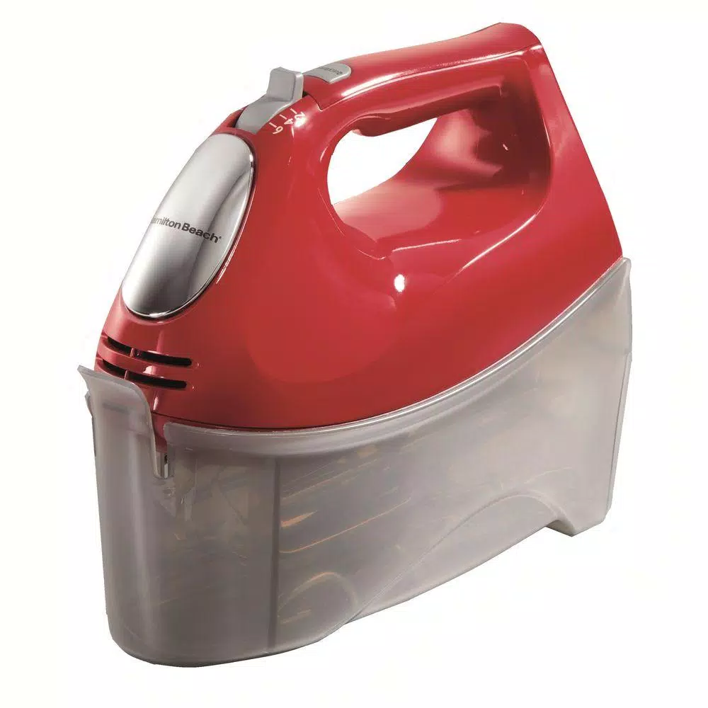 Hamilton Beach Ensemble 6-Speed Red Hand Mixer With Snap-On Case
