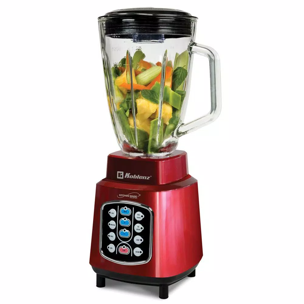 Koblenz Kitchen Magic Collection 50 Oz. 10-Speed Red Easy Touch Blender - Image 4