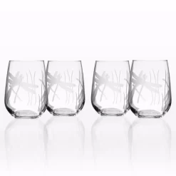 Rolf Glass Dragonfly 17 Oz. Clear Stemless Wine Glass (Set Of 4)
