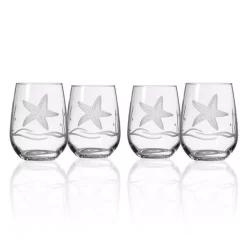 Rolf Glass Starfish 17 Oz. Clear Stemless Wine Tumbler (Set Of 4)