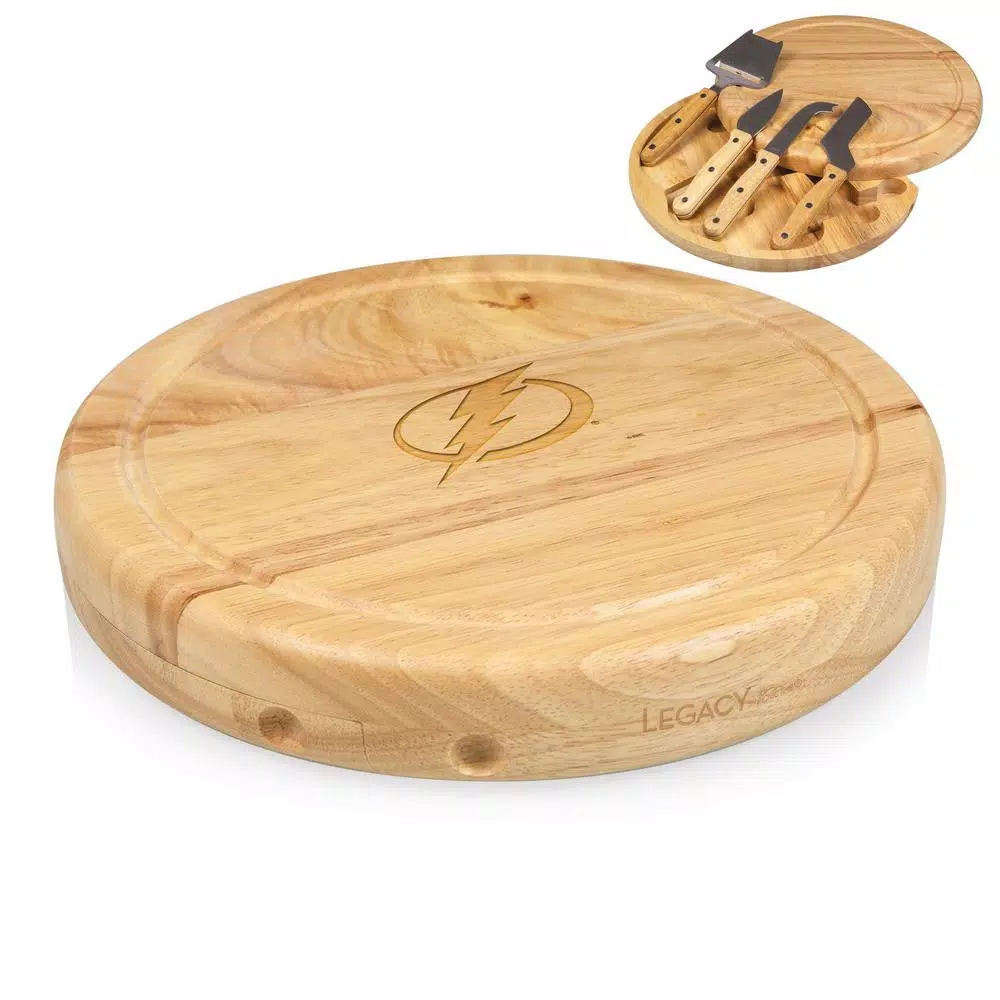 Picnic Time Tampa Bay Lightning 10.20 Natural Wood Cheese Board And Tool Set - Image 2