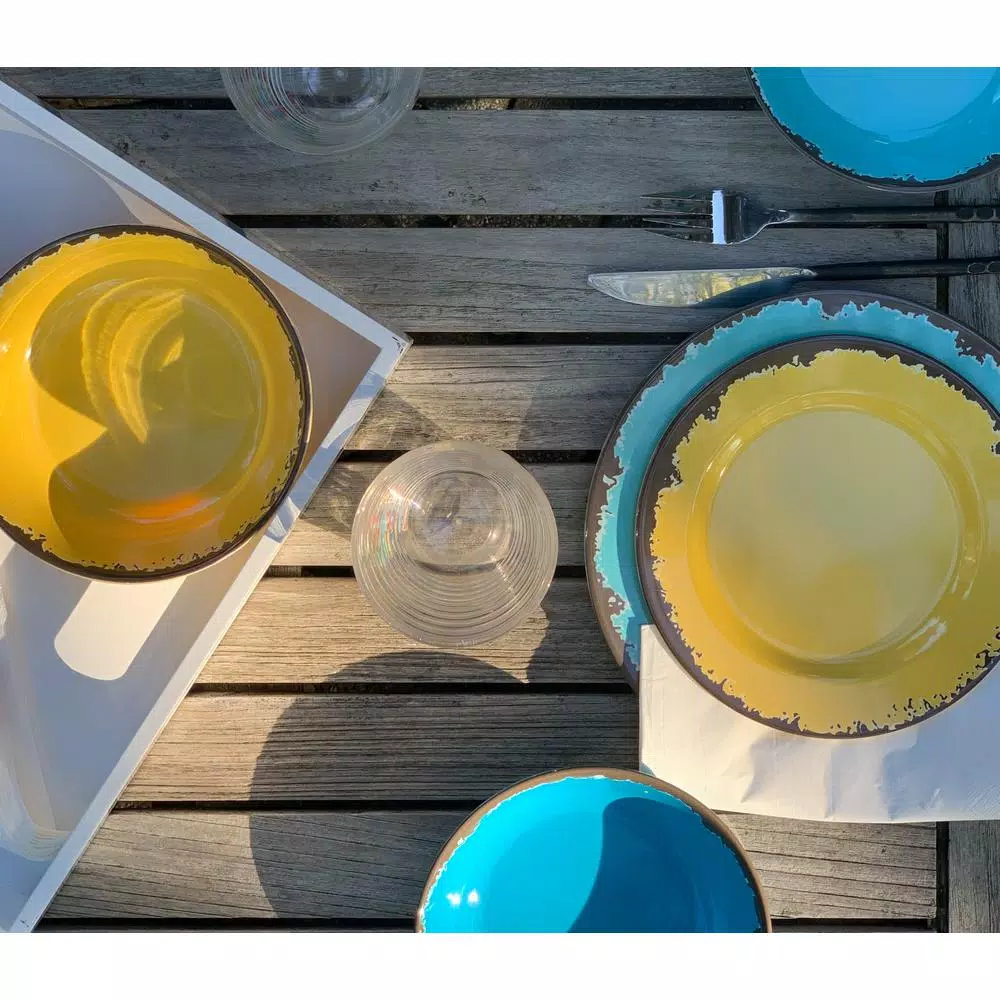 Fox Run 12-Piece Modern Rustic Antique Melamine Outdoor Dinnerware Set (Service For 4) - Image 5