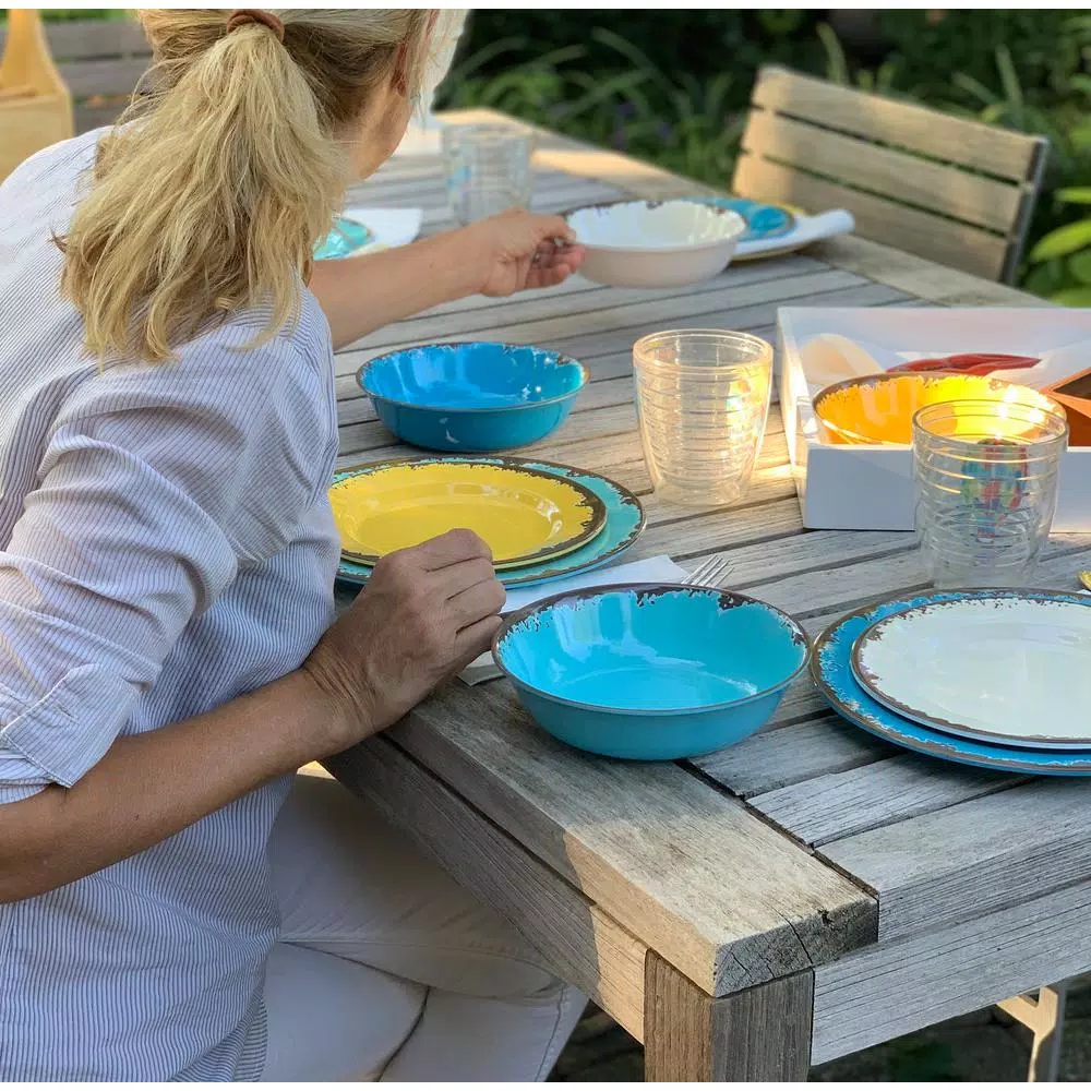 Fox Run 12-Piece Modern Rustic Antique Melamine Outdoor Dinnerware Set (Service For 4) - Image 6