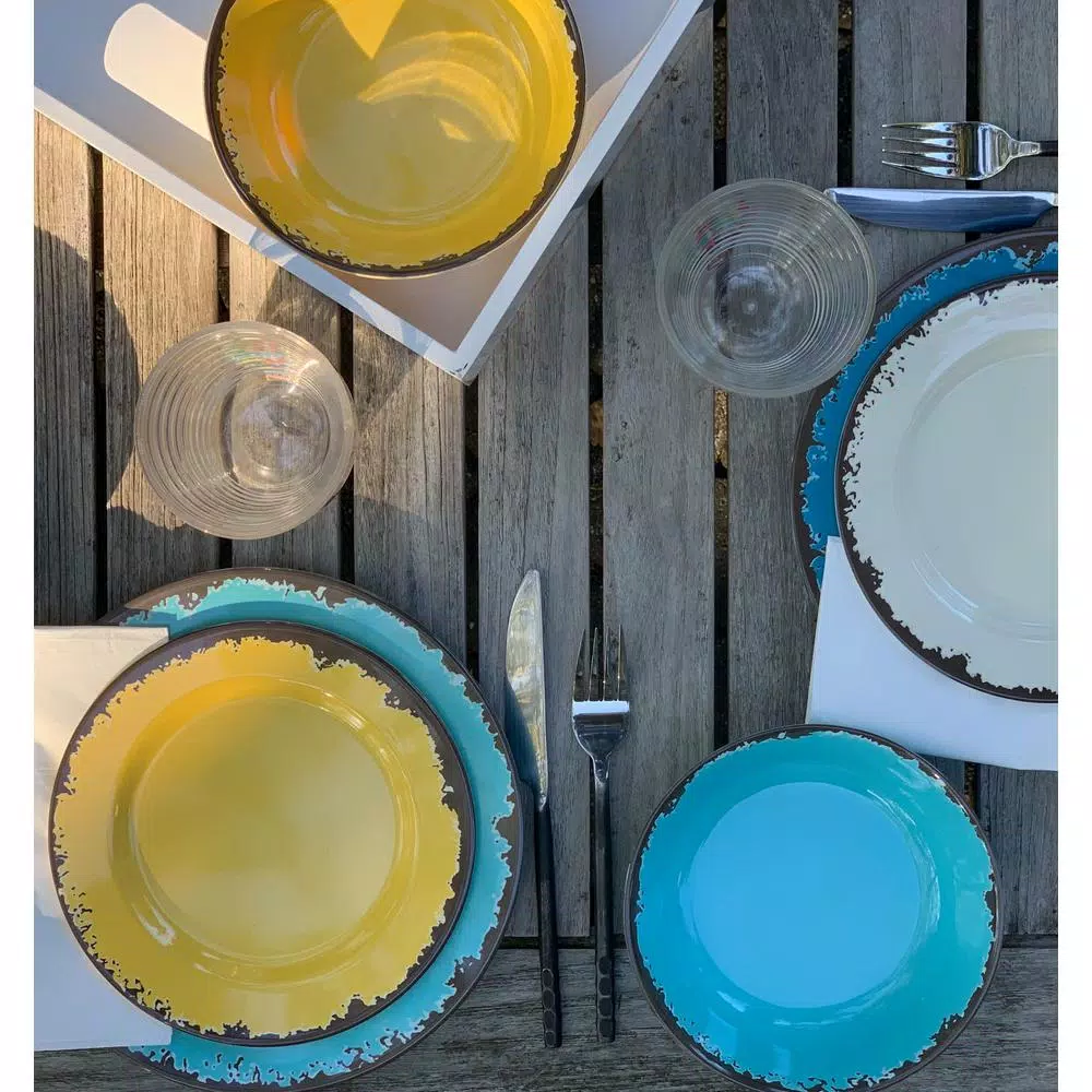 Fox Run 12-Piece Modern Rustic Antique Melamine Outdoor Dinnerware Set (Service For 4) - Image 4